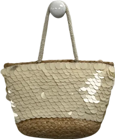 ZARA White Sequinned Basket Bag One Size